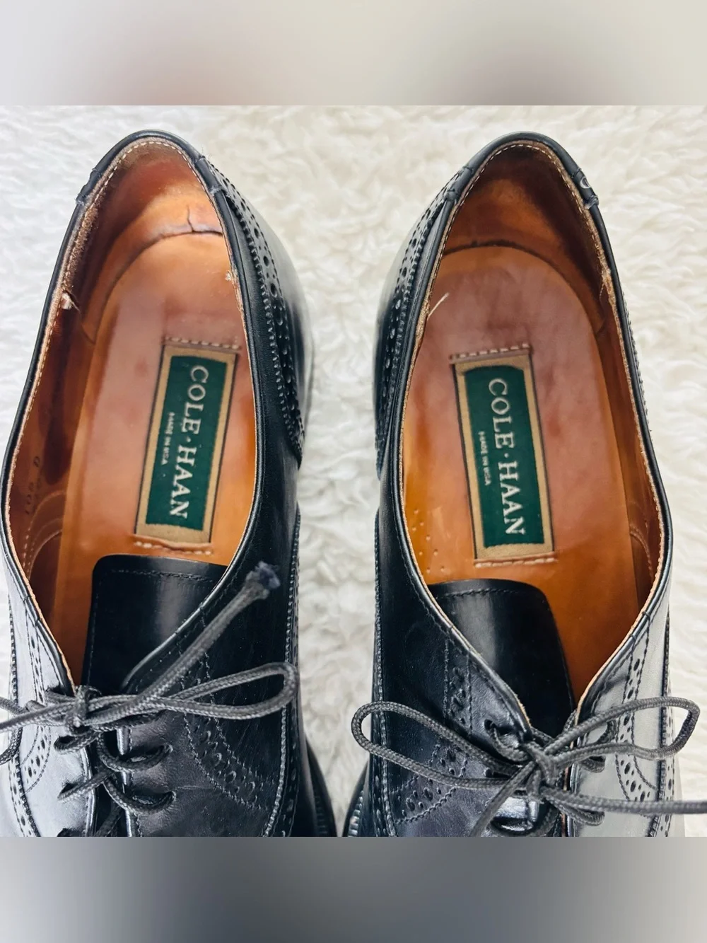 Cole Haan Black leather Lace up Oxfords Shoes size 10.5 D